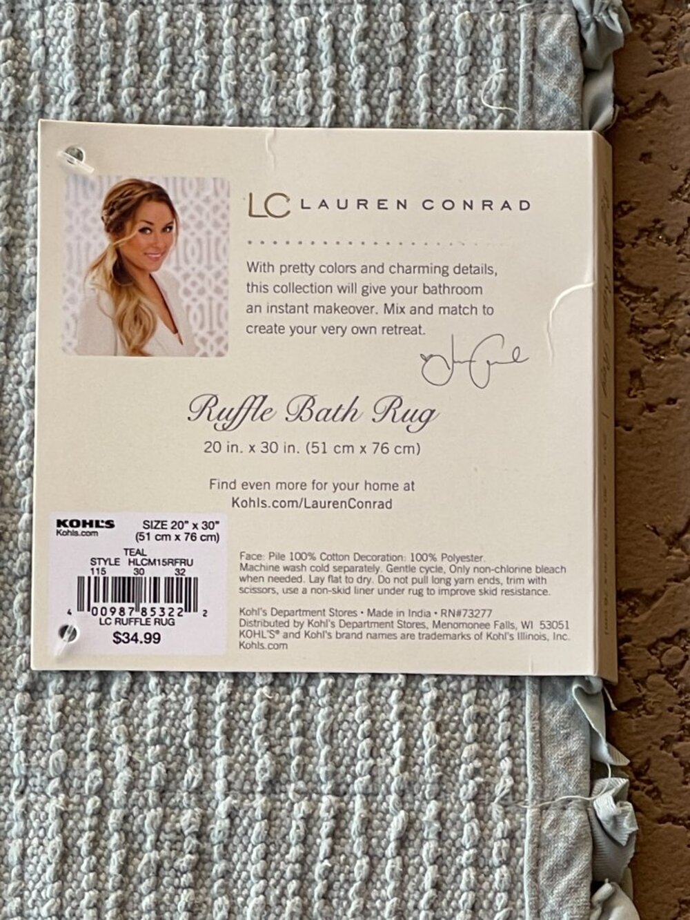 New LC Lauren Conrad Ruffle Bath Rug Mat - Picture 5 of 8